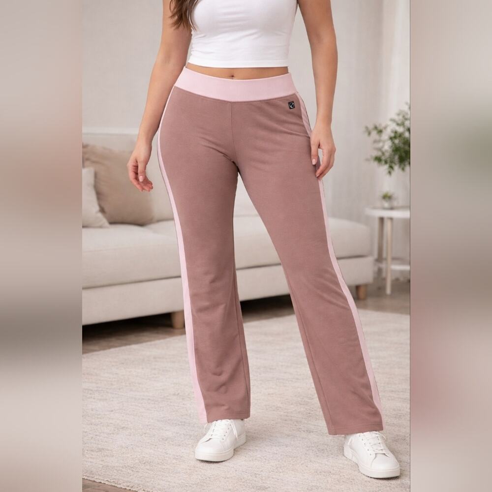 Tribal Tan & Pink Wide Waistband Pull-On Yoga Track Pants Size XL (16/18) #917